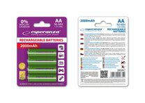 Esperanza EZA104G Esperanza Ni-MH AA Rechargeable Batteries, 2000 mAh, 4-Pack, Green – image 4