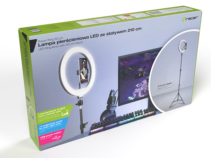 TRACER TRACER RING 30 cm Ring Light with a 210 cm Tripod – image 7