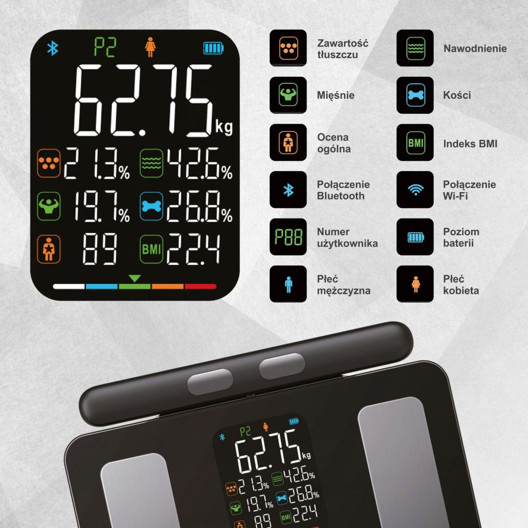 Klausberg Bathroom scale with handle, electronic, precise body composition analysis, black, Klausberg, KB-7856 – image 9