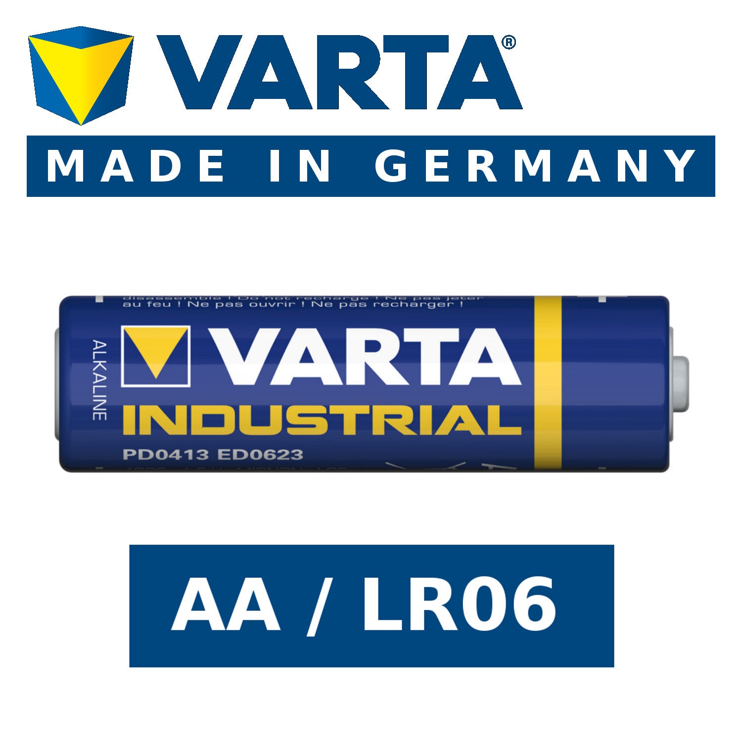 Varta 1x Varta Industrial 4006 R-06 LR6 AA 1.5V Alkaline Battery – image 2
