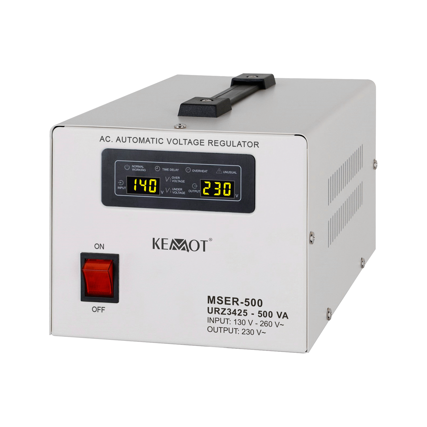 Kemot Voltage Stabilizers – KEMOT MSER-500 Automatic Voltage Stabilizer (500 VA, servomotor)