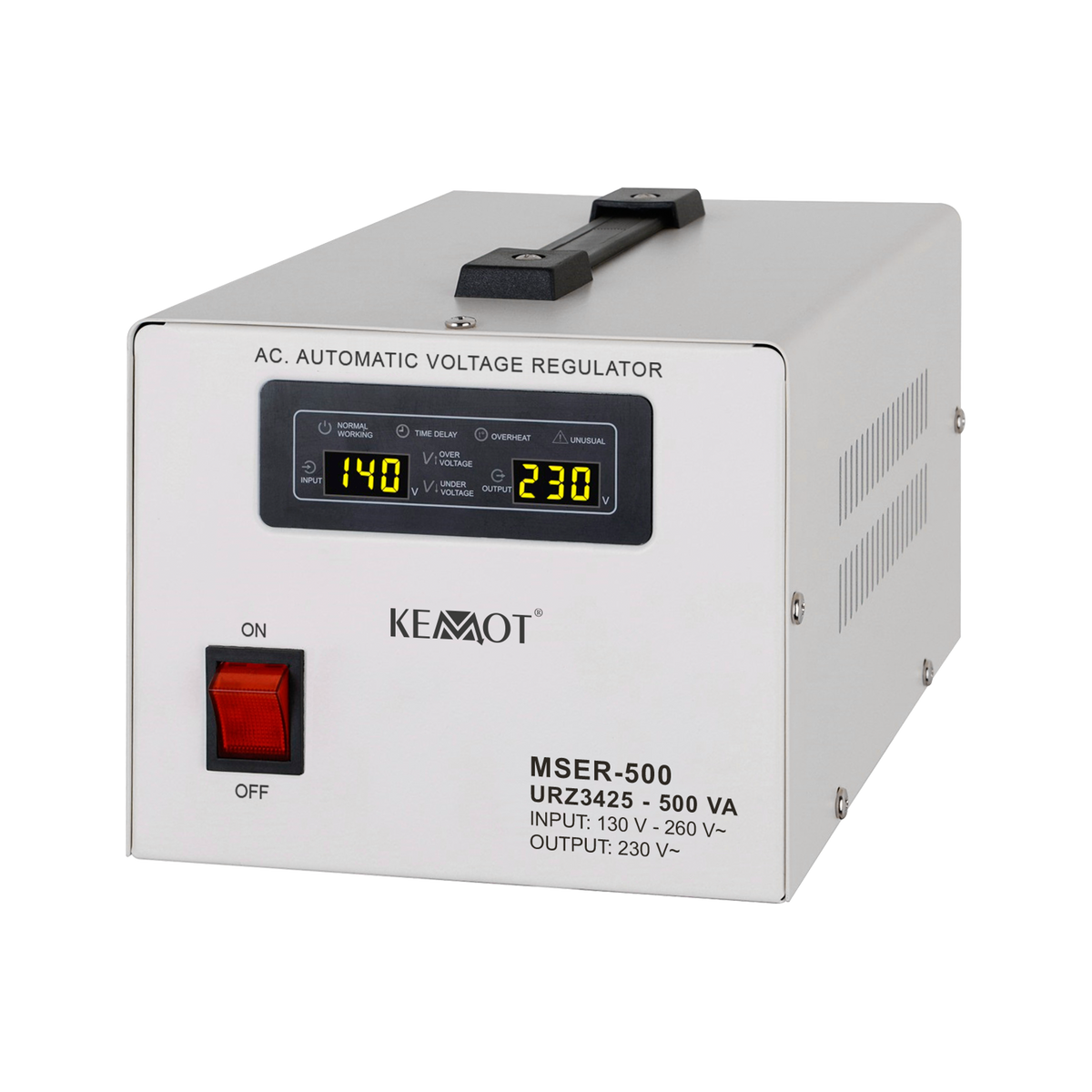 Kemot Voltage Stabilizers – KEMOT MSER-500 Automatic Voltage Stabilizer (500 VA, servomotor)