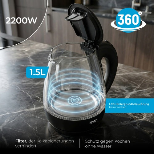 ADLER Electric kettles – AD 1224 1.5-liter glass kettle – image 24