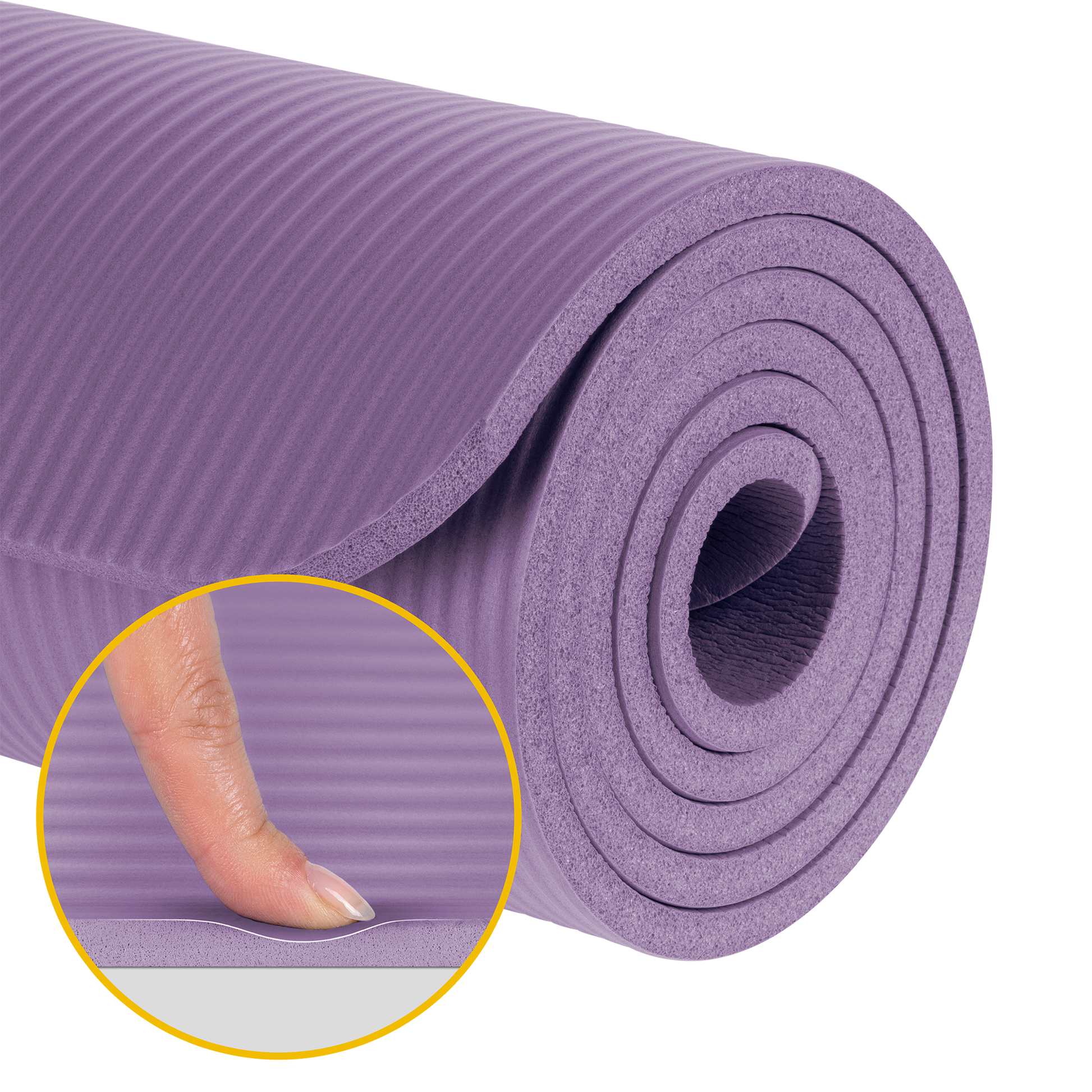 Rebel Exercise mat for yoga, Pilates, and fitness, 183x61 cm, 1 cm thick, NBR material, purple, REBEL ACTIVE – image 4