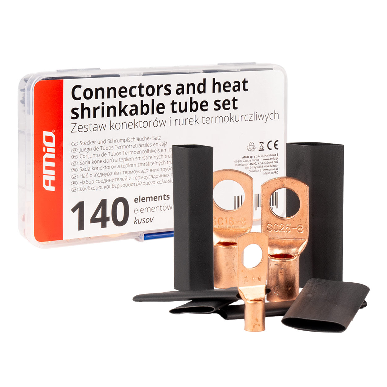 AMiO Set of Eyelet Connectors and Heat-Shrink Tubing, 140 pcs. amio-04121