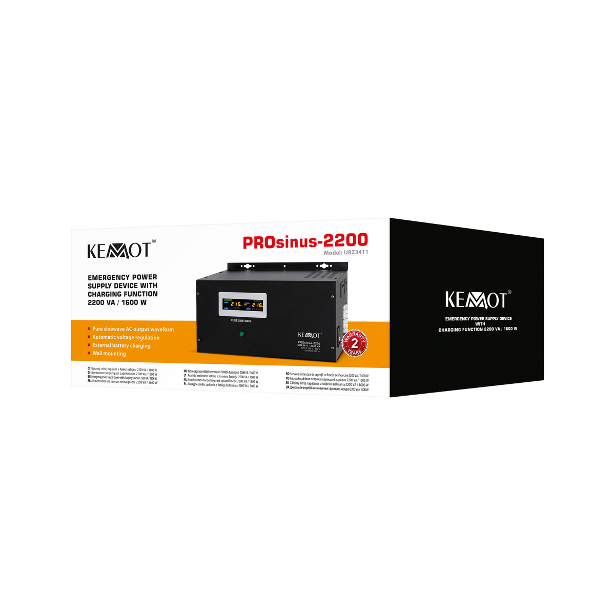 Kemot KEMOT PROsinus-2200 Wall-Mounted Emergency Power Supply—a pure sine wave inverter with a charging function—12V, 230V, 2200VA/1600W – image 4
