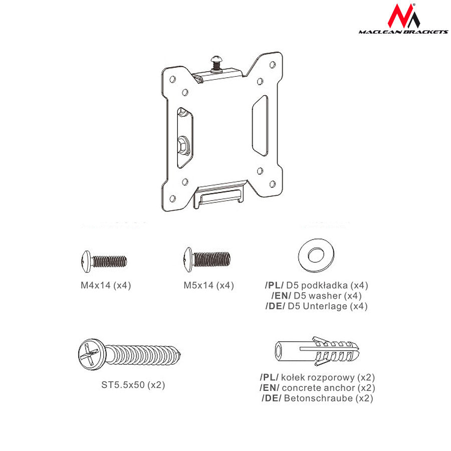 Maclean Maclean TV Mount / Bracket, max VESA 100x100, 13-27", 20 kg, black, MC-596 – image 6