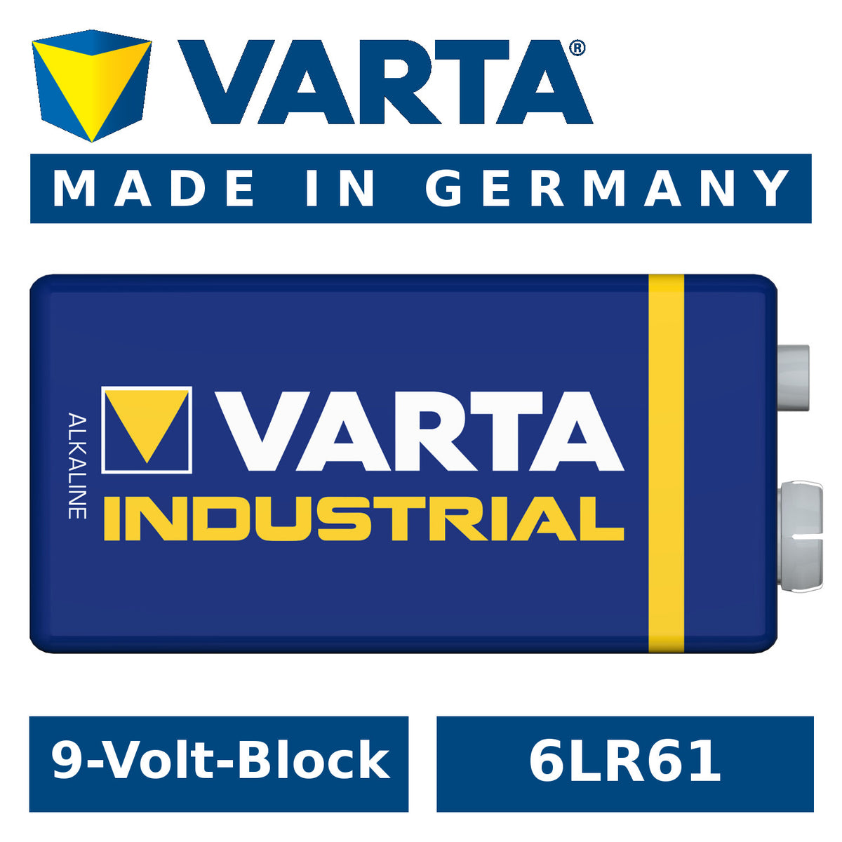 Varta 1x R9V R-9 6LR61 9V R-9 Alkaline Battery by Varta Industrial – image 2