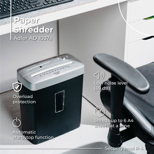 ADLER Paper Shredders, Laminators, and Supplies – AD 1037 Silver Paper Shredder – image 16