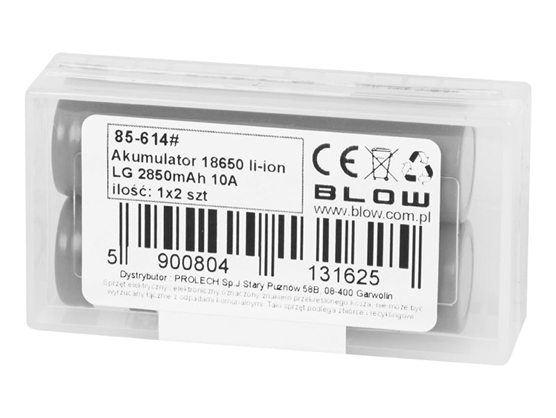 Blow 85-614# LG 18650 Li-ion battery 2850 10A, 2-pack, 3.6V + battery box for two batteries – image 2