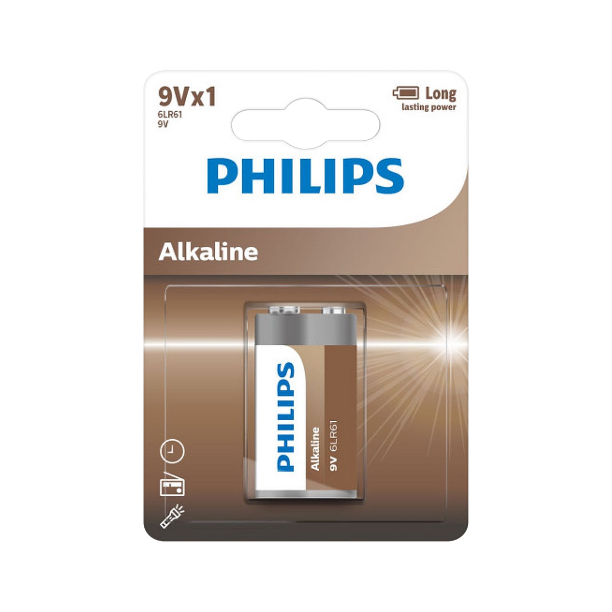PHILIPS Alkaline, coin-cell, and – Philips 6LR61 Alkaline Battery, 1 per pack