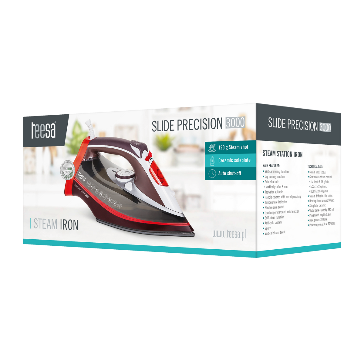 Teesa Irons and Steamers – TEESA SLIDE PRECISION 3000 Electric Iron – image 6