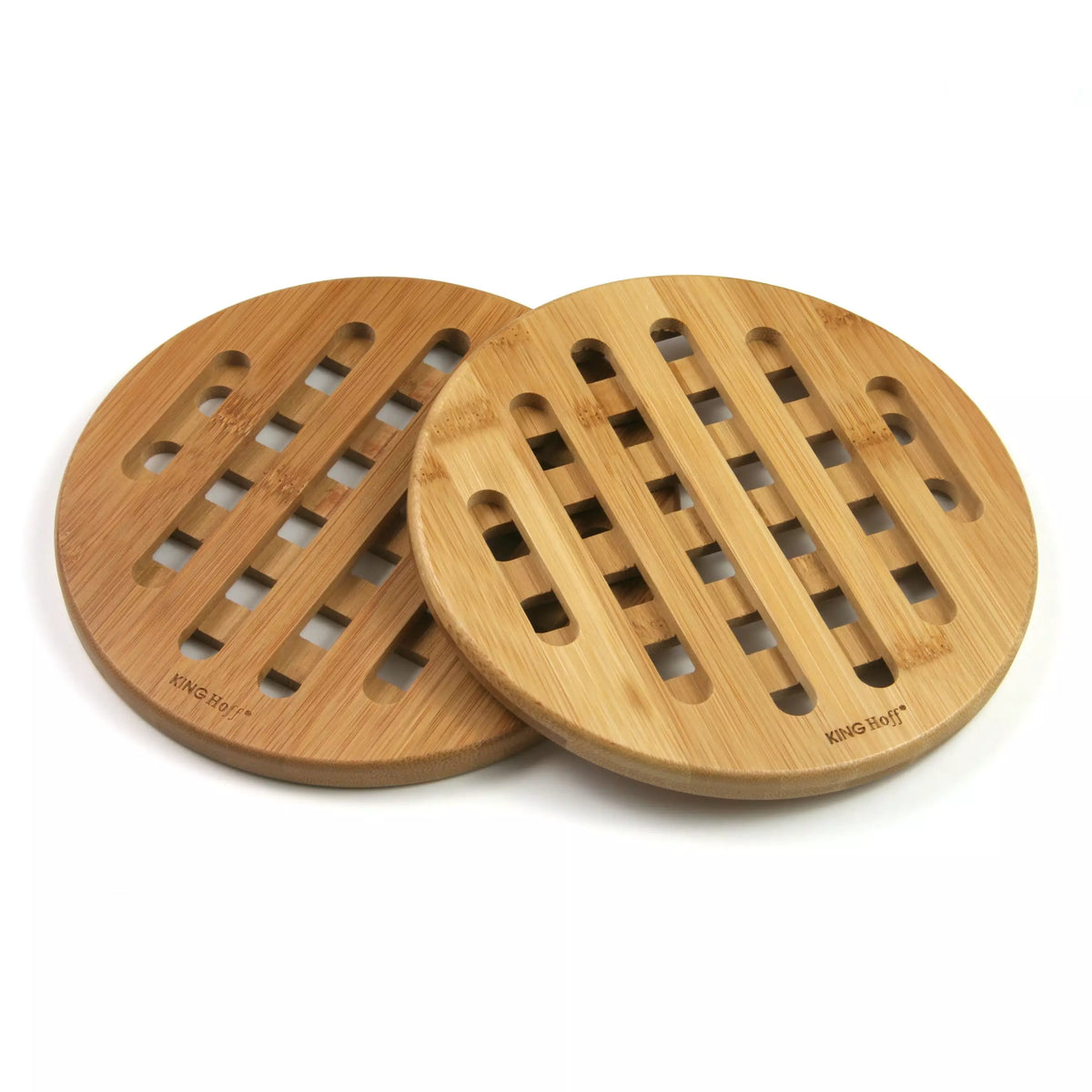 KINGHoff Kitchen – Coaster, bamboo, 2-piece set, 17.5 x 1.2 cm, Kinghoff