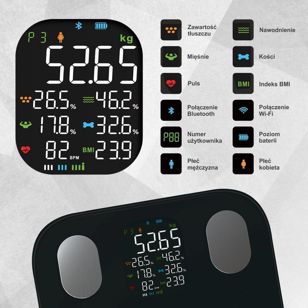 Klausberg Electronic bathroom scale with body composition analyzer, black, Klausberg, KB-7854 – image 8