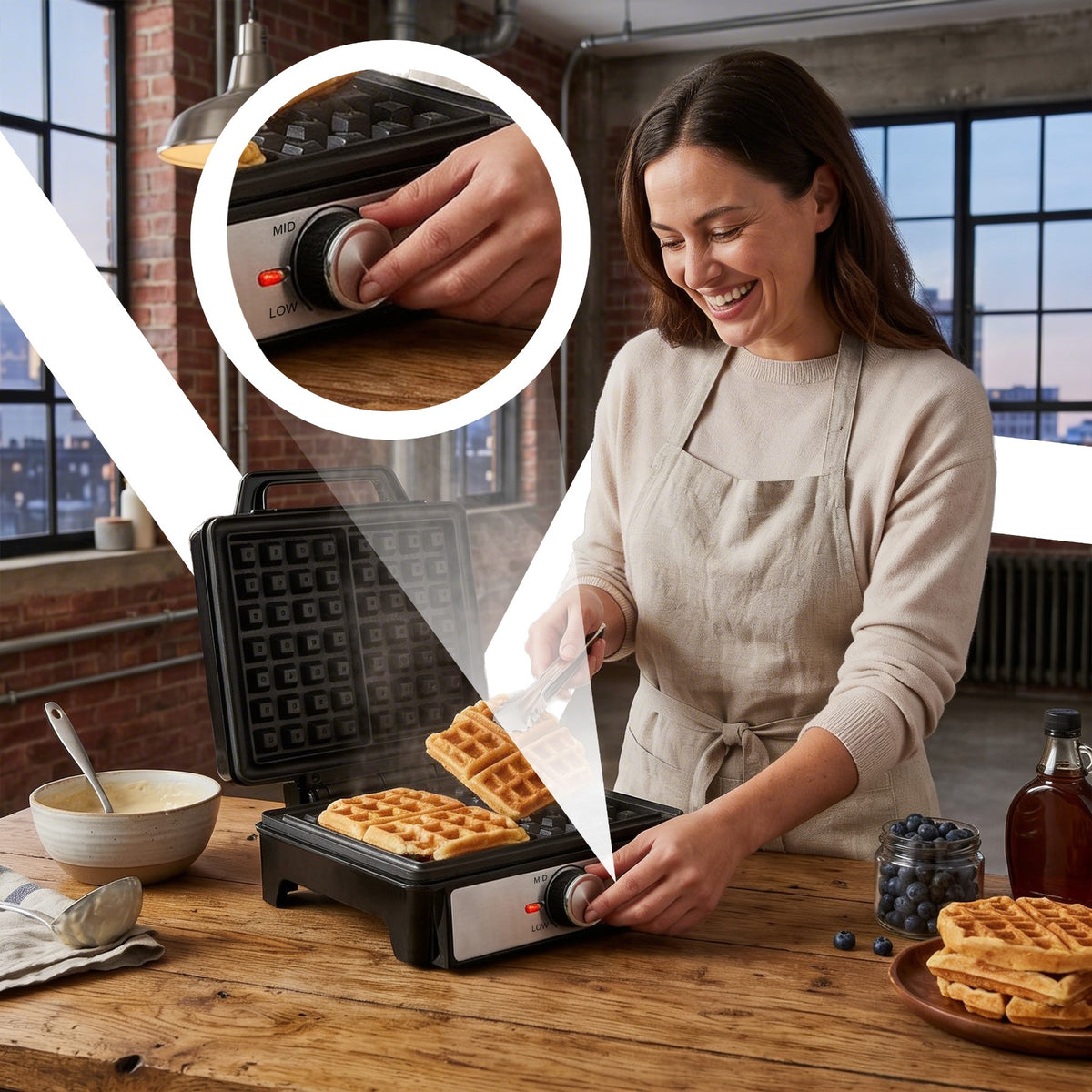 RTO 2-Waffle Maker, 1600 W, Thermostatic Temperature Control, High Power - OR1331 – image 3