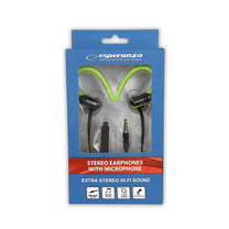 Esperanza EH197KG Esperanza In-Ear Headphones with Microphone (EH197), Black and Green – image 3