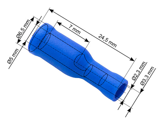 Blow Connectors – 43-050# Insulated connector, 5.0/24.5 mm socket, blue, 100 pcs.