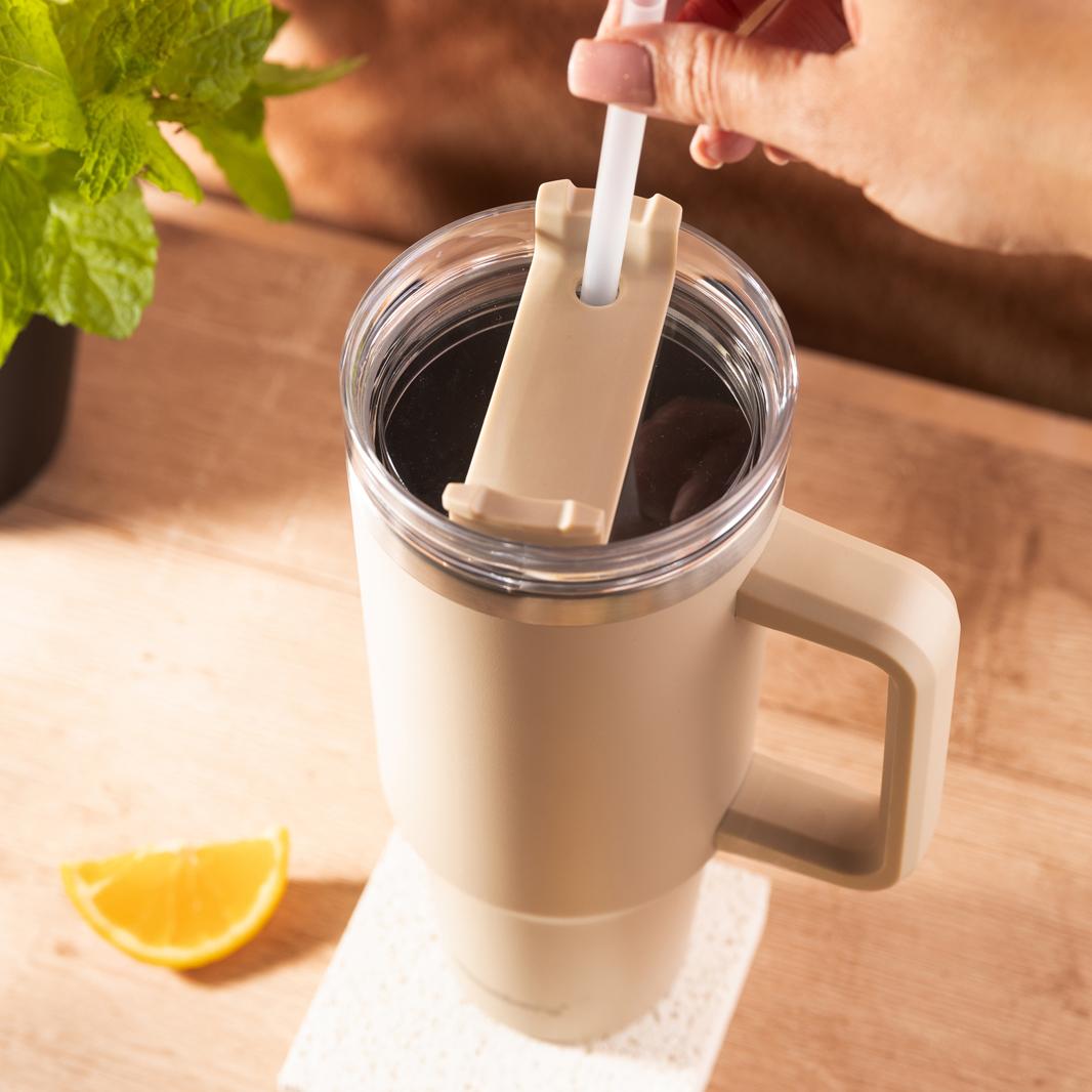 Klausberg Insulated mug with straw, beige, 1100 ml, stainless steel, Klausberg, KB-7944 – image 4