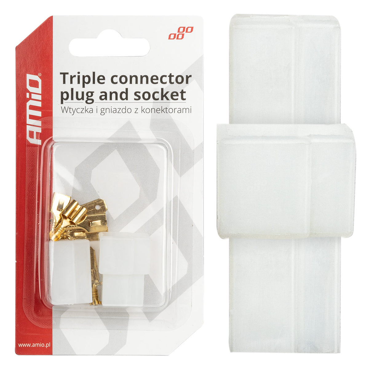 AMiO 3-pin electrical plug, socket, and connector + amio-03513 connectors