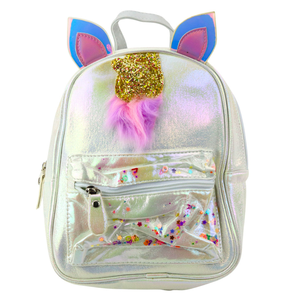 LEAN Children's Backpack with Unicorn Horn, Moving Confetti, Pearl Finish, 25 cm, 4.5 L