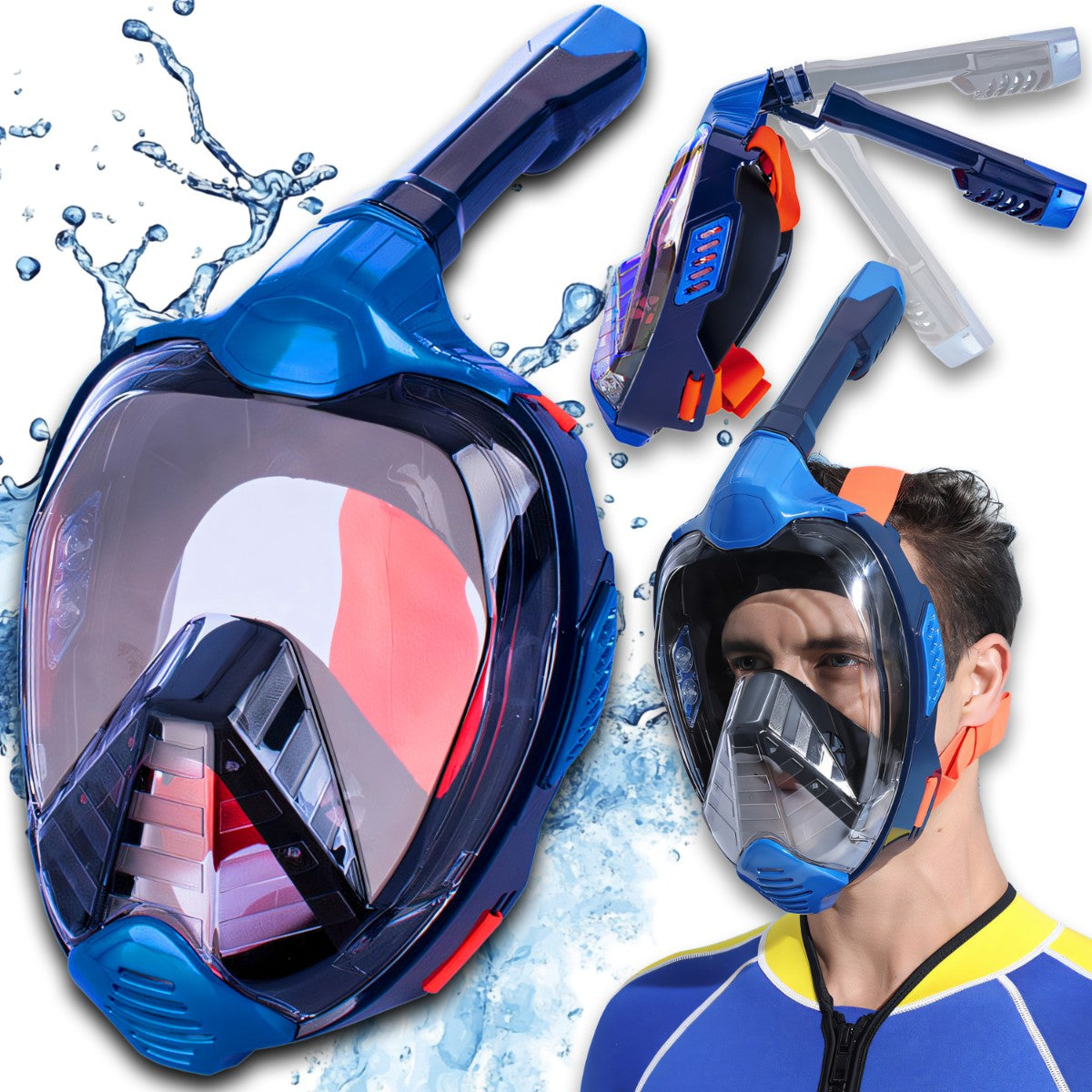RTO Full-Face Snorkeling Diving Mask for Water, Sizes L/XL - SR255