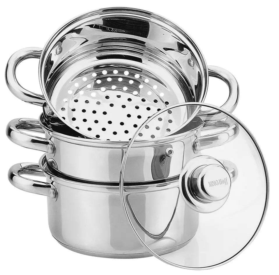 KINGHoff Steamer pot, stainless steel, 4-piece set, 24 cm diameter, 5 L, Kinghoff