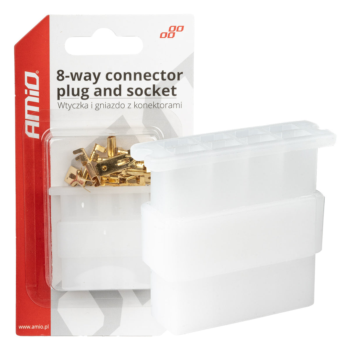 AMiO 8-pin electrical connector (plug, socket, and terminal block) + amio-03516 connectors