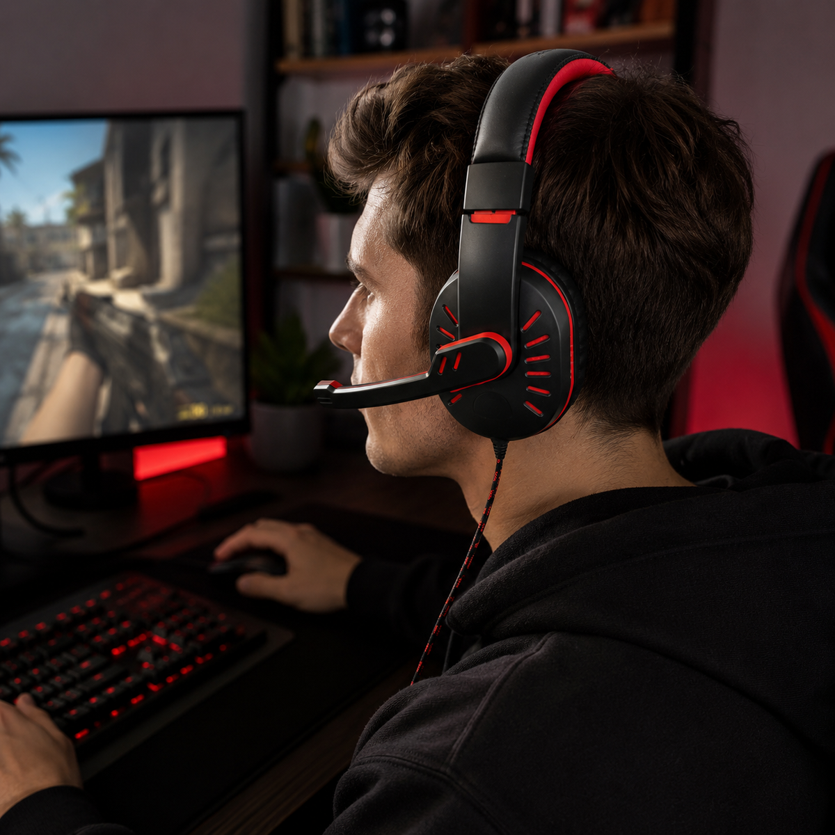 Esperanza Over-ear – EGH330R Esperanza Gaming Headset with Microphone, Crow Red – image 7