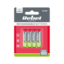 Rebel REBEL AAA Rechargeable Batteries, 900 mAh, Ni-MH, 1.2V, 4 per pack, R3