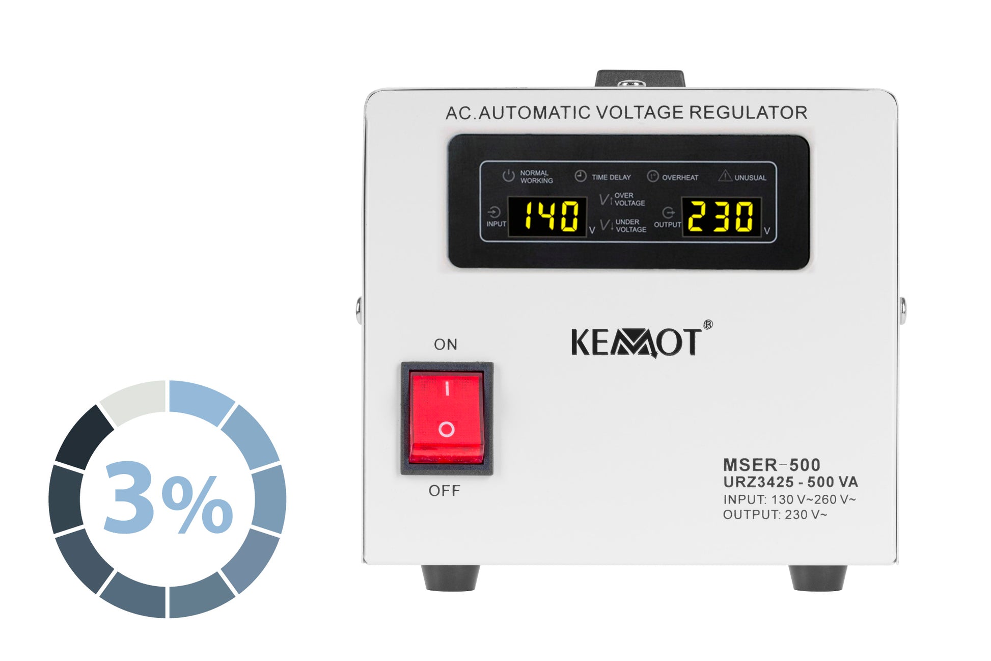Kemot Voltage Stabilizers – KEMOT MSER-500 Automatic Voltage Stabilizer (500 VA, servomotor) – image 8