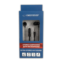 Esperanza Earbuds – EH193K Esperanza In-Ear Headphones with Microphone EH193, Black – image 3
