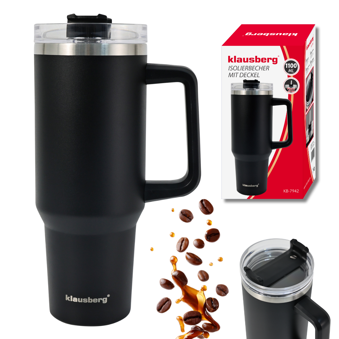 Klausberg Insulated mug with straw, black, 1100 ml, stainless steel, Klausberg, KB-7942 – image 3