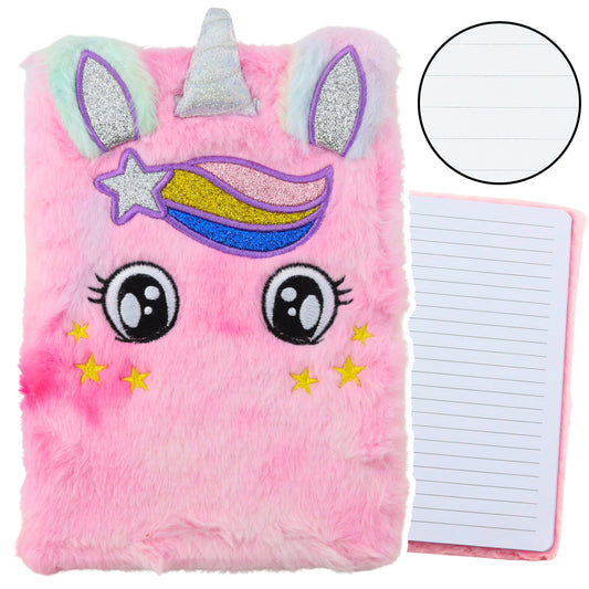 LEAN Diaries and Notebooks – Plush Lined Notebook: Pink Rainbow Unicorn