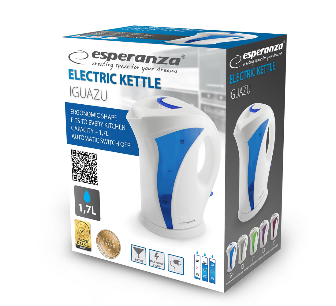 Esperanza EKK018B Esperanza Iguazu Electric Kettle, 1.7 L, White and Blue – image 5