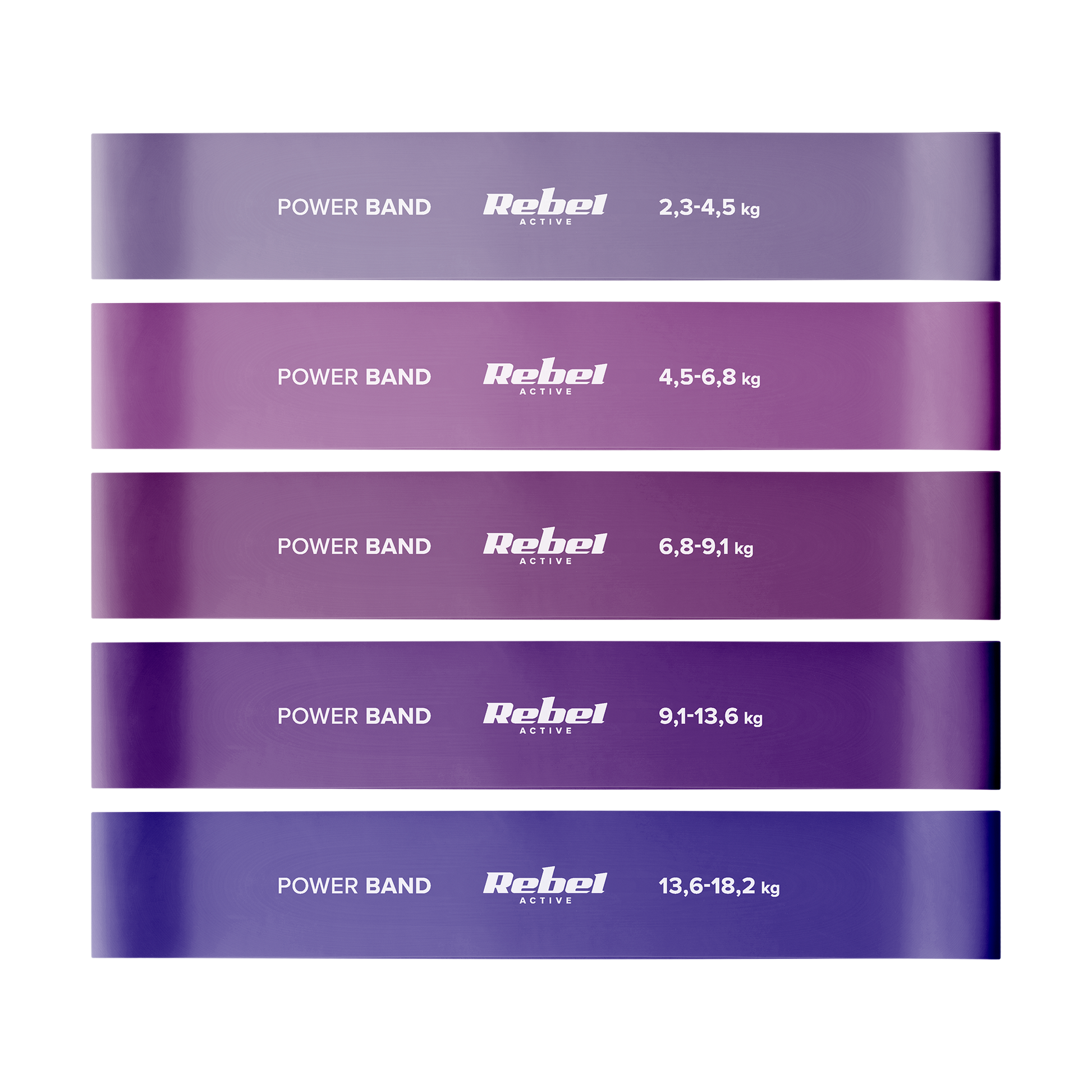 Rebel Latex Exercise Band Set - Mini Band L, 2.3–18.2 kg, 5 bands, purple, REBEL ACTIVE – image 3