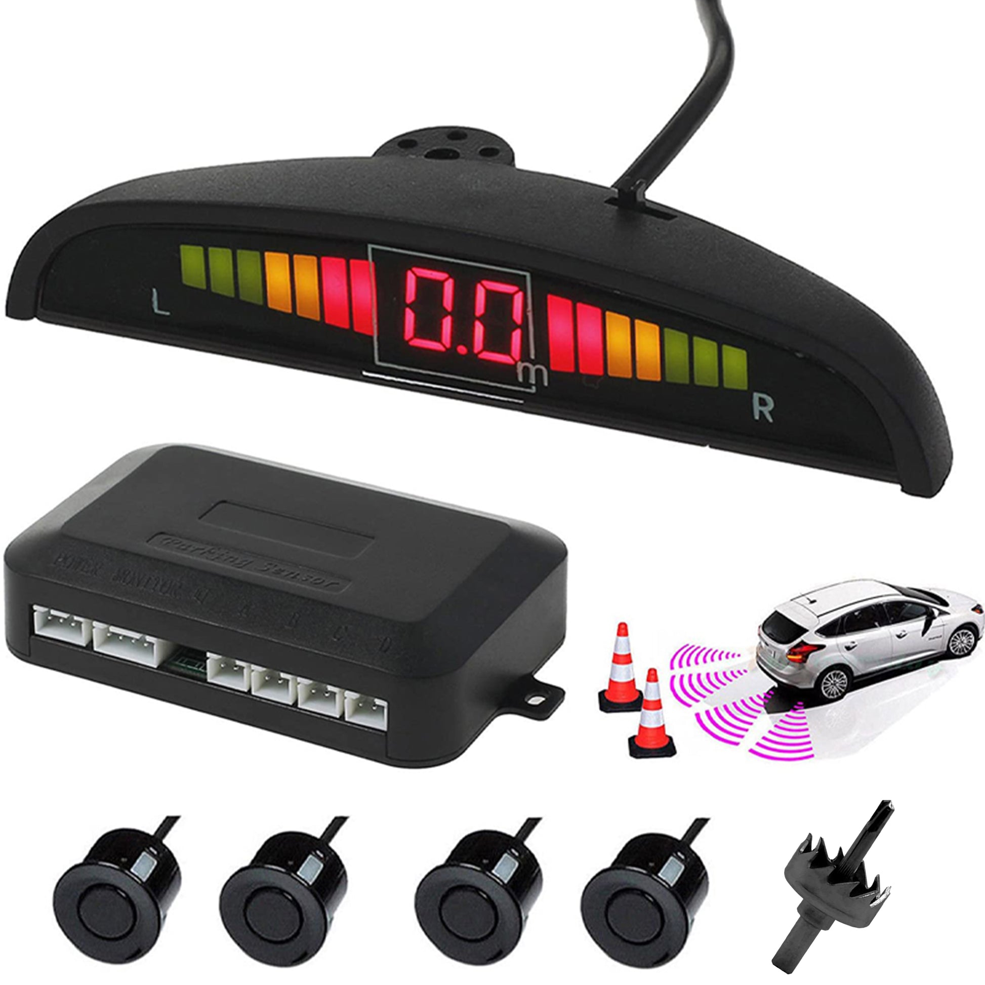 RTO Cosmetics, trunks – 4 LED LCD front and rear parking sensors