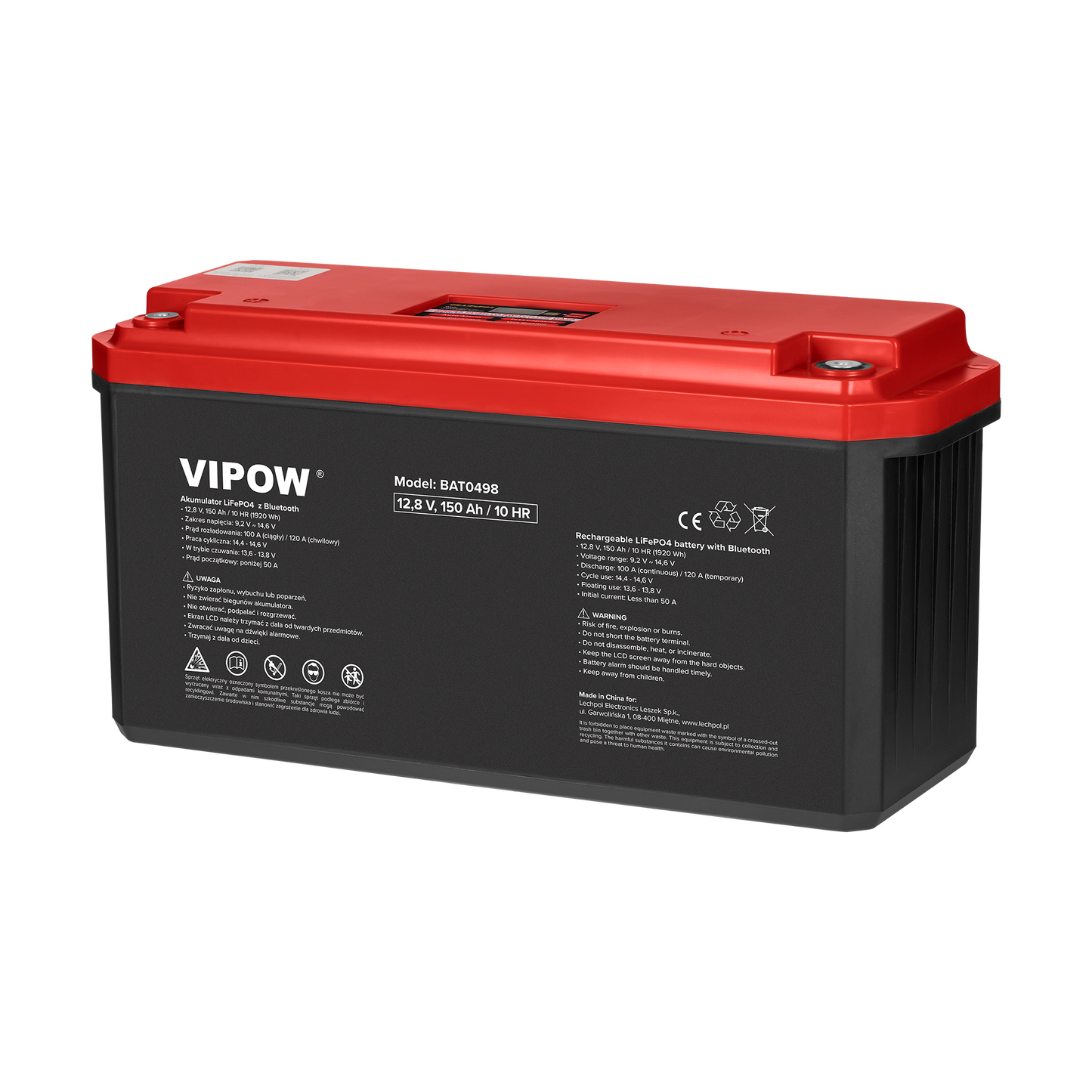 Vipow Gel batteries – 150Ah LiFePO4 Gel Battery with Bluetooth and BMS