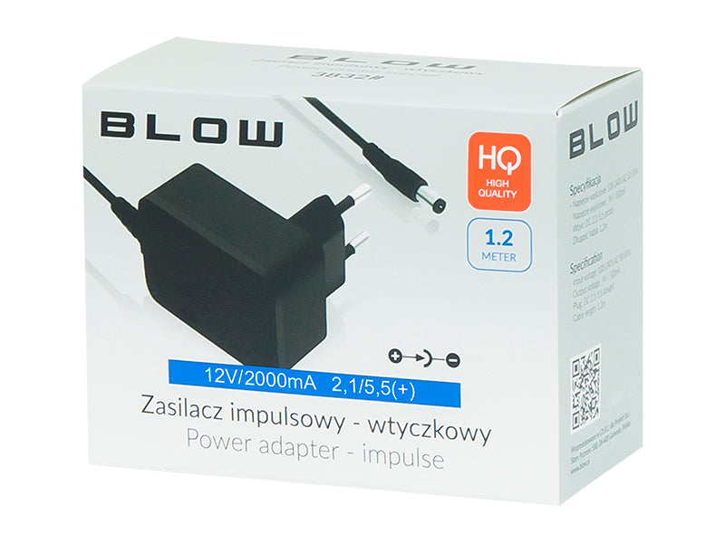 Blow Switching – 3841# 12V/2000mA 2.1/5.5 (+) Angled Plug Switching Power Supply" – image 2