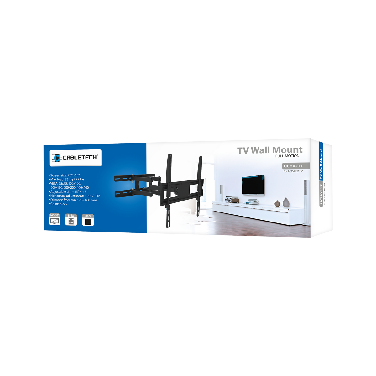 Cabletech TV – 26–55-inch Wall Mount, Black LPA52-09446 (Vertical and Horizontal Adjustment) – image 4