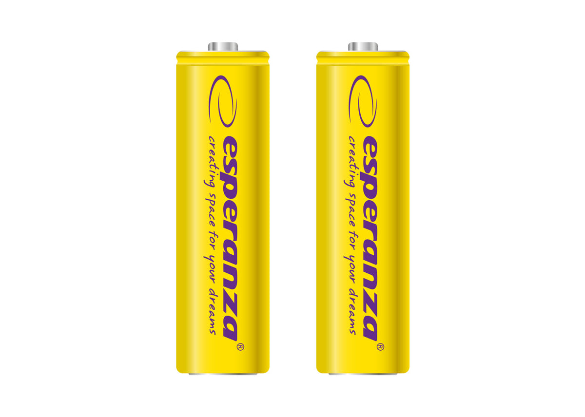 Esperanza EZA103Y Ni-MH AA Rechargeable Batteries, 2000 mAh, 2-Pack, Yellow, Esperanza