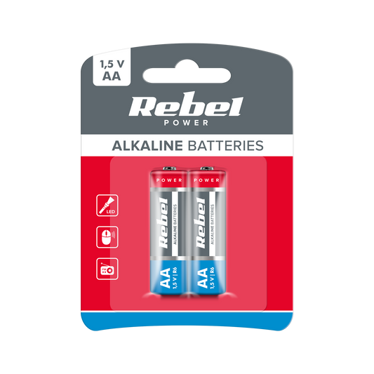 Rebel Alkaline, coin-cell, and – REBEL LR6 Alkaline Batteries, 2 per pack.