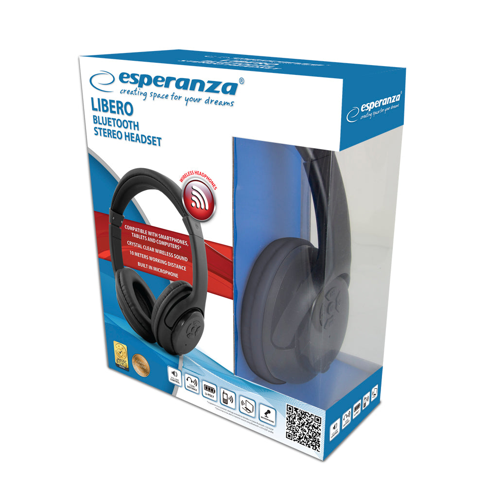 Esperanza Wireless – EH163K Esperanza Libero Bluetooth Headphones, Black – image 4