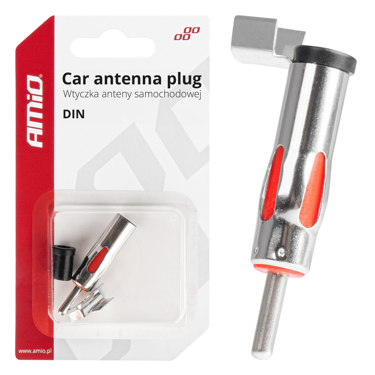 AMiO Radio-controlled, electric, telescopic – Car Antenna Plug, Angled DIN Connector, AMIO-03970