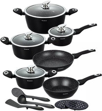 Klausberg Pots and cookware sets – 15-Piece Aluminum Cookware Set, Black Klausberg